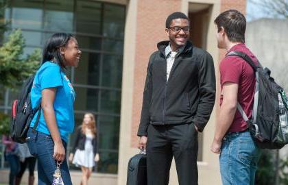 Students talking on campus